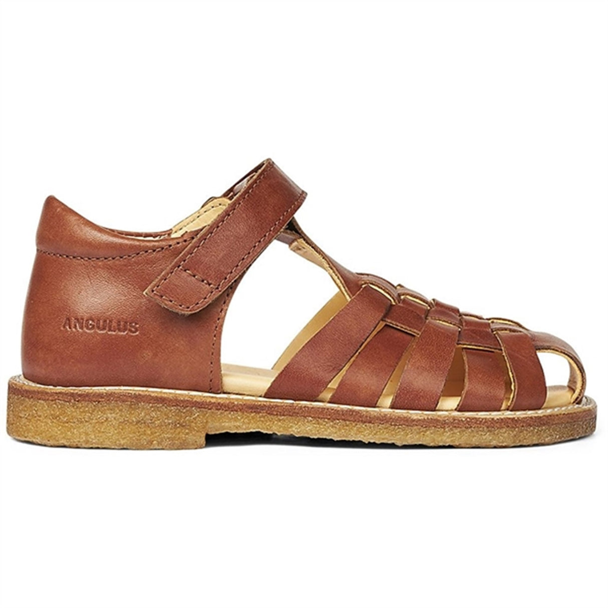 Angulus Sandal M. Flet Og Velcrolukning Tan 2