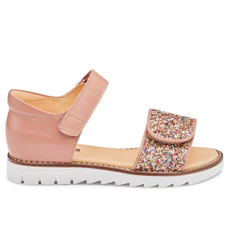 Angulus Sandal M. Velcrolukning Mørk Peach/Multi Glitter 2