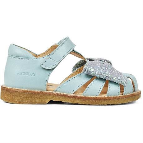 Angulus Sandal M. Sløjfe Og Velcrolukning Mint/Mint Glitter 2