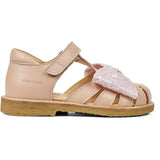 Angulus Sandal M. Sløjfe Og Velcrolukning Peach/Peach Glitter 2