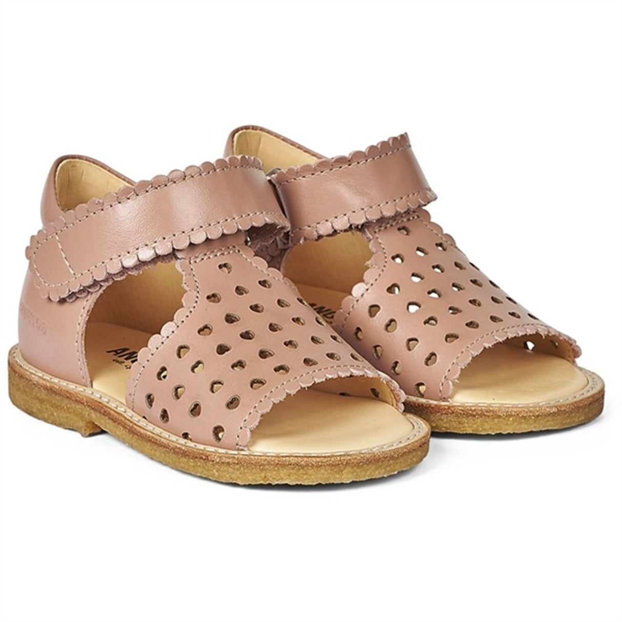 Angulus Begyndersandal M. Velcrolukning Og Hjerter Dark Peach