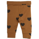 Mini Rodini Basic Hearts Brown Newborn Leggings