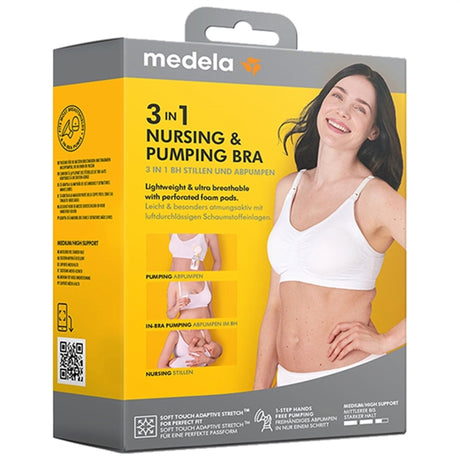 medela 3-i-1 Amme- og pumpe BH Hvid