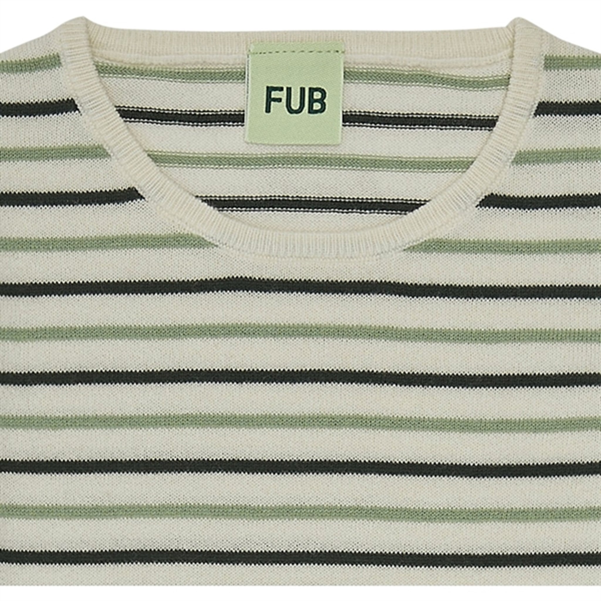 FUB Contrast Striped Bluse Ecru/Deep Green/Leaf 2