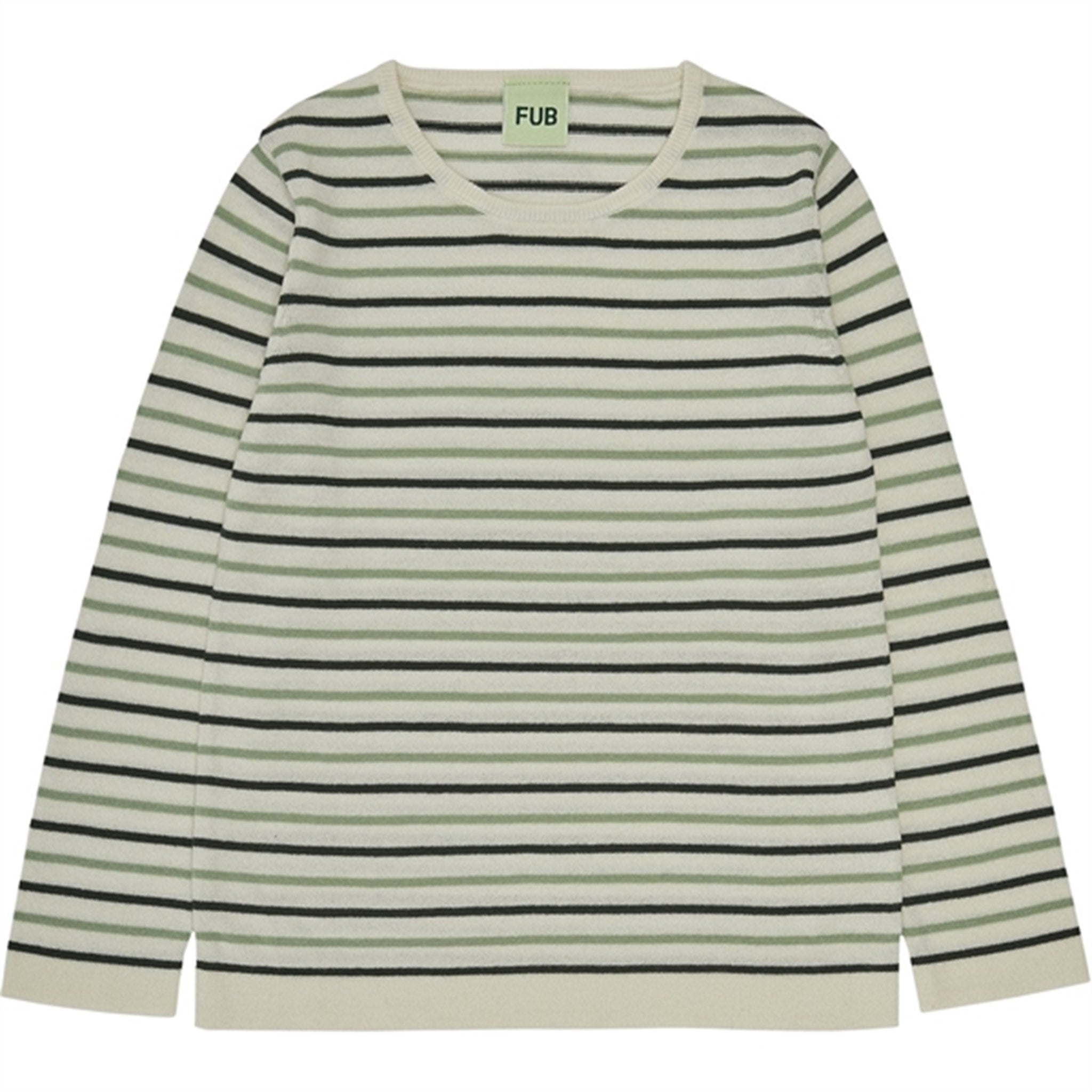 FUB Contrast Striped Bluse Ecru/Deep Green/Leaf