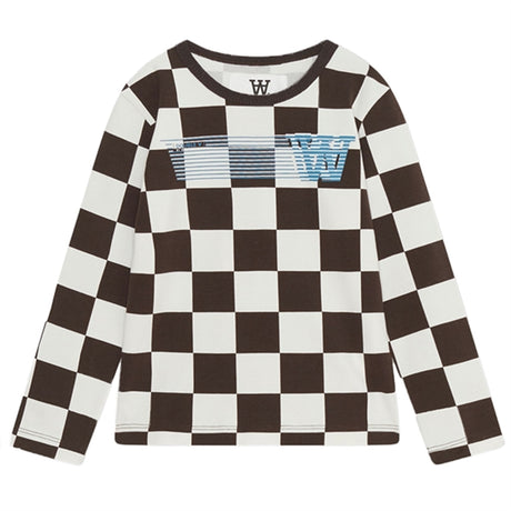 Wood Wood Off-White/Black Coffee Aop Kim Checkered Bluse