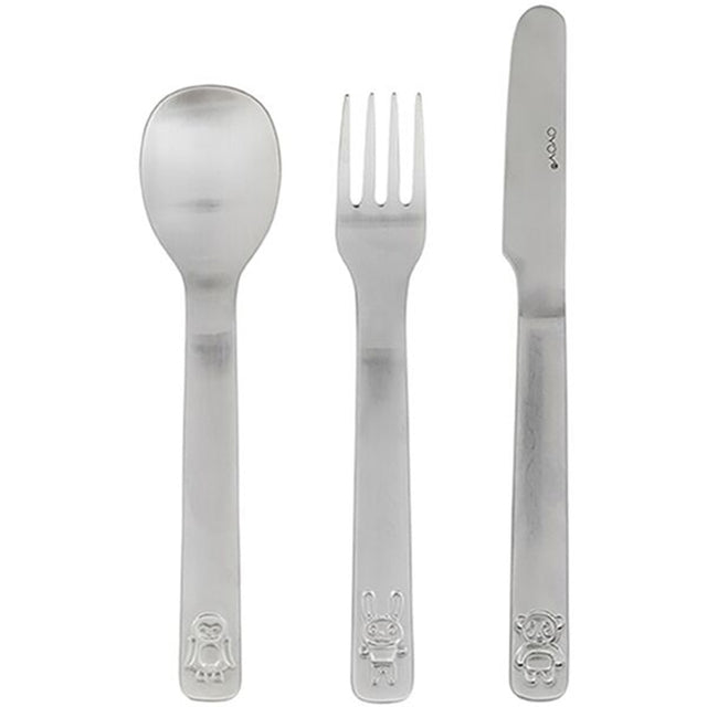 OYOY Bestik We Love Animals 3-pack Brushed Steel