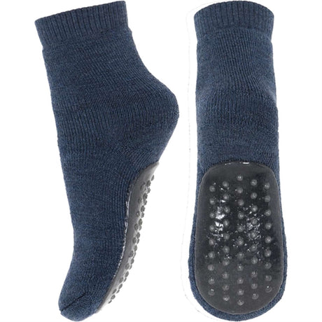 MP 79187 Wool/Cotton Strømper Med Anti-Slip 498 Dark Denim Melange