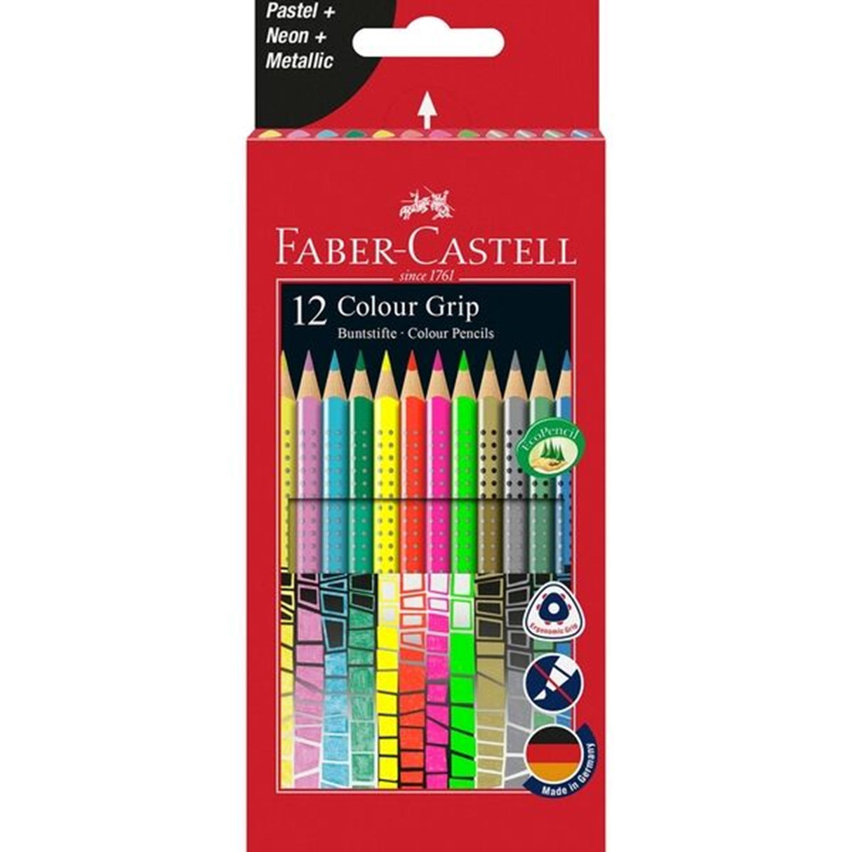 Faber Castell Grip 2001 Pastel, Neon, Metallic 12 Trekants Farveblyanter