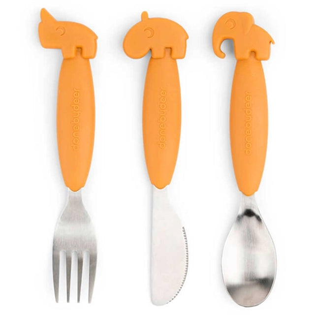 Done by Deer YummyPlus Easy Grip Cutlery Set Mustard