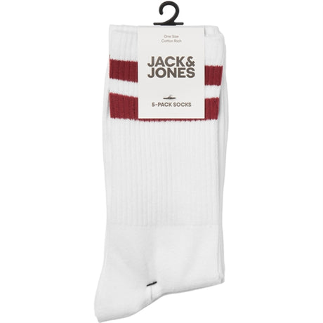 Jack & Jones Junior Rio Red Aventurine Two Stripes Tennis Strømper 5-pak 2