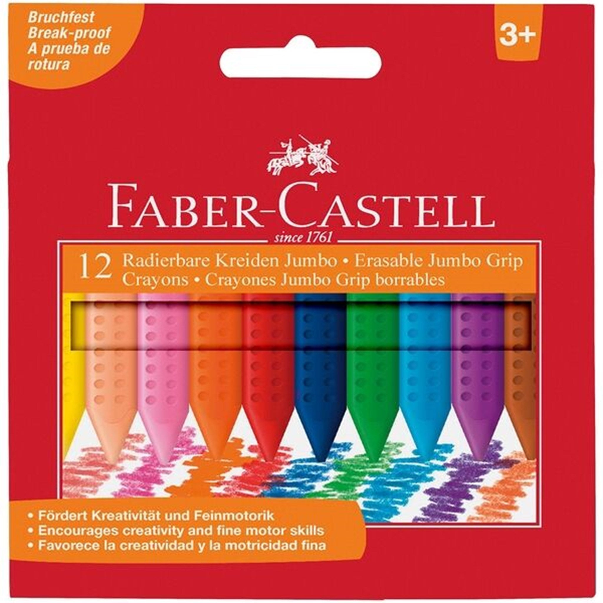 Faber Castell Jumbo Grip Plast Kridt 12 Farver