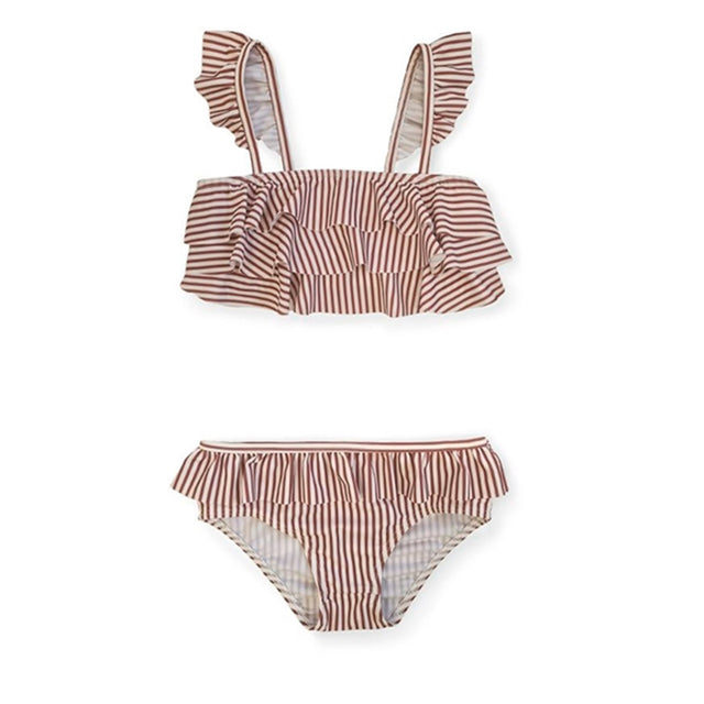 MINI A TURE Guilia Printed UV50 Bikini Acorn Brown Stripes