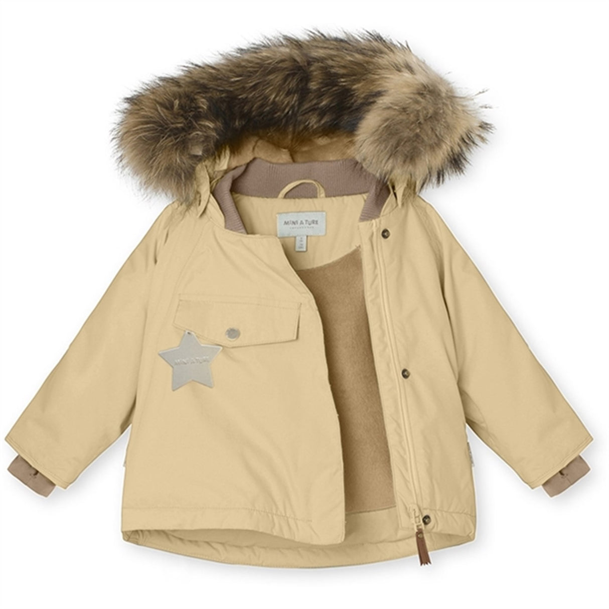 MINI A TURE Wang Fleece Fur Vinterjakke Semolina Sand 3