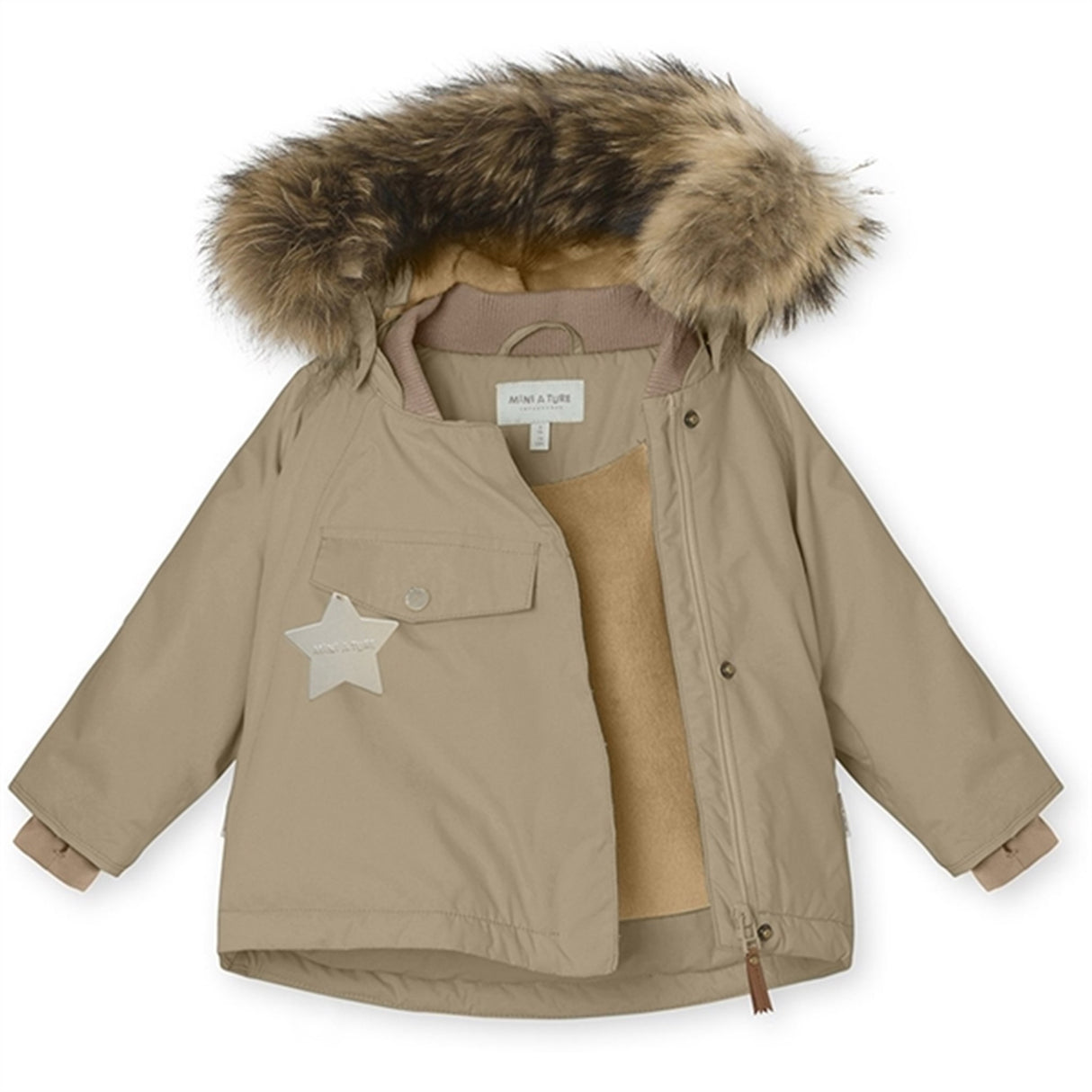 MINI A TURE Wang Fleece Fur Vinterjakke Savannah Tan 3