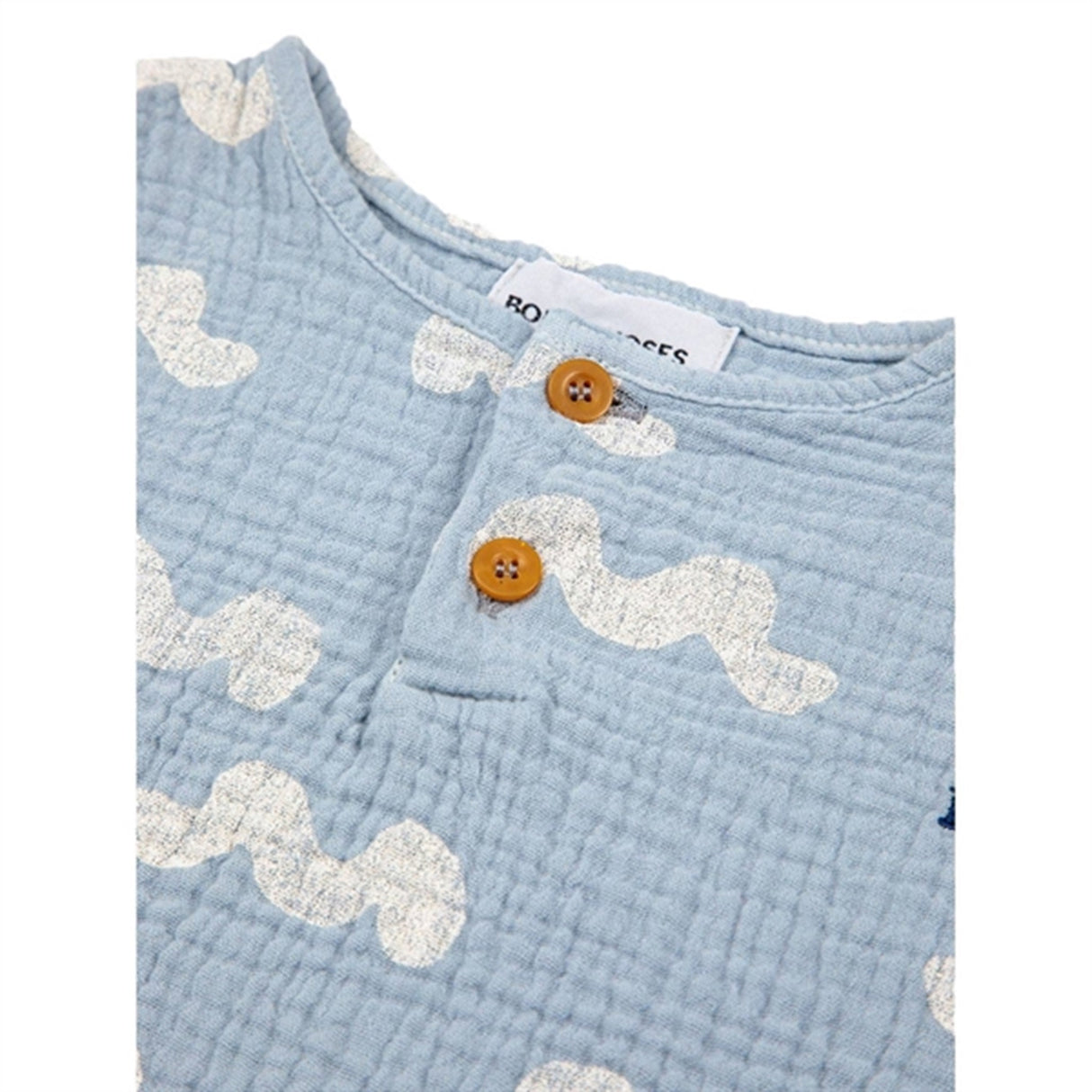 Bobo Choses Light Blue Waves All Over T-Shirt 4