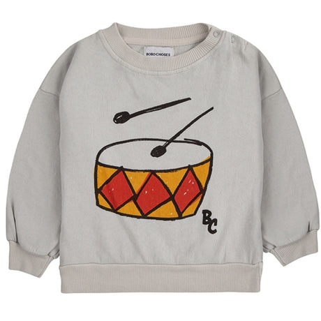 Bobo Choses Baby Play The Drum Sweatshirt Round Neck Beige