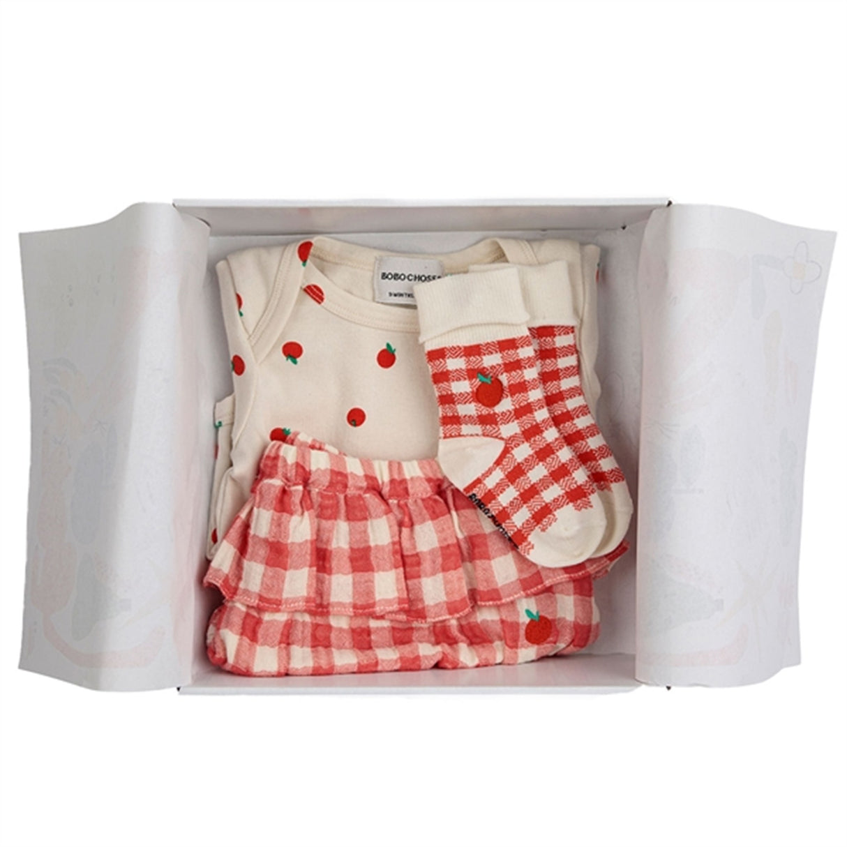 Bobo Choses Baby Tomato Body og Vichy Accessories Gaveæske Offwhite