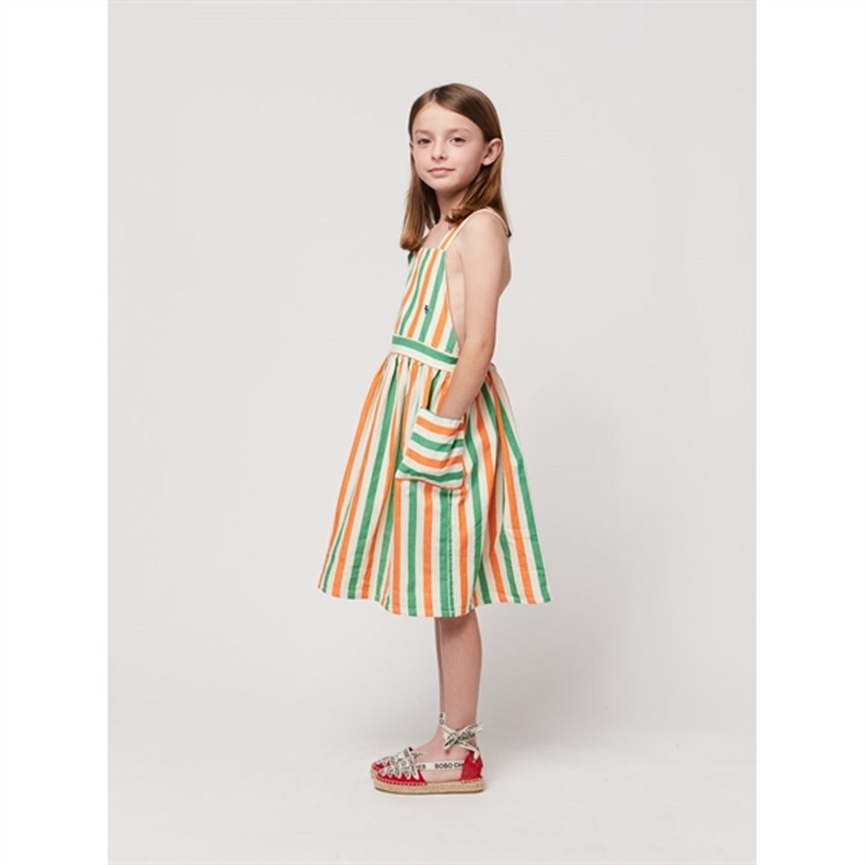 Bobo Choses Vertical Stripes Woven Kjole Knee Lenght Offwhite 3