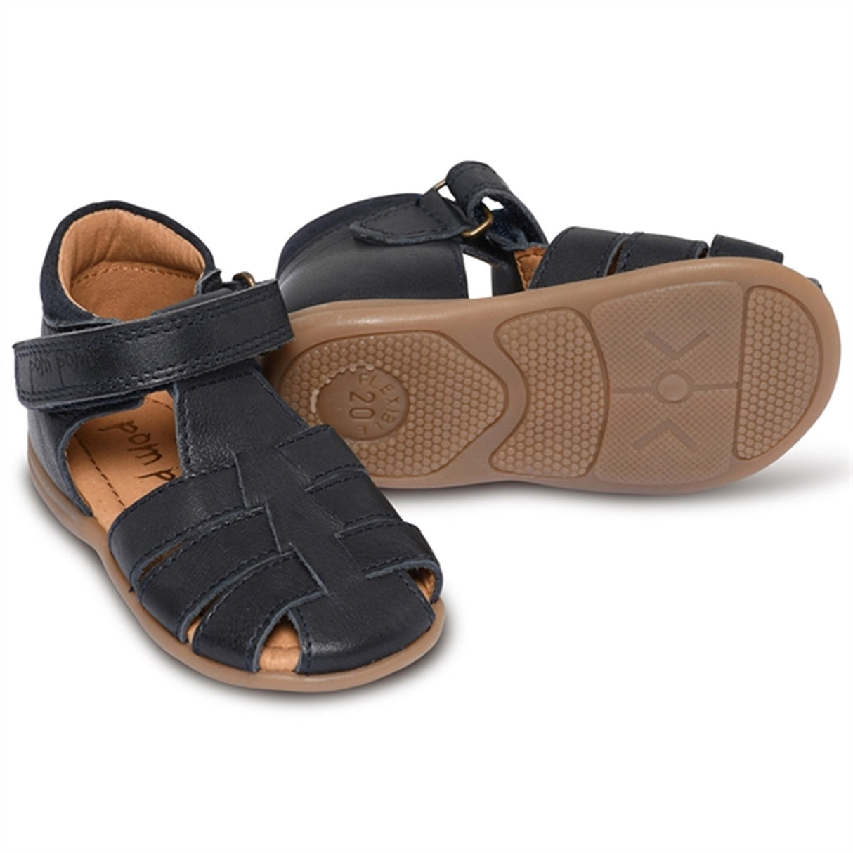 Pom Pom Begyndersandal Velcro Navy