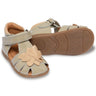 Pom Pom Begyndersandal Flower Velcro Dusty Olive Patent