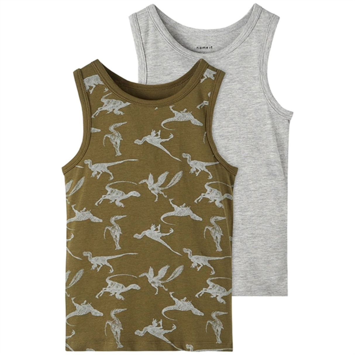 Name it Olive Night Dino 2-Pak Tank Top Noos