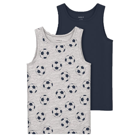 Name it Grey Melange Football Tank Toppe 2-pak Noos