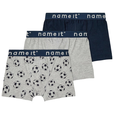 Name it Grey Melange Football Boxershorts 3-Pak Noos