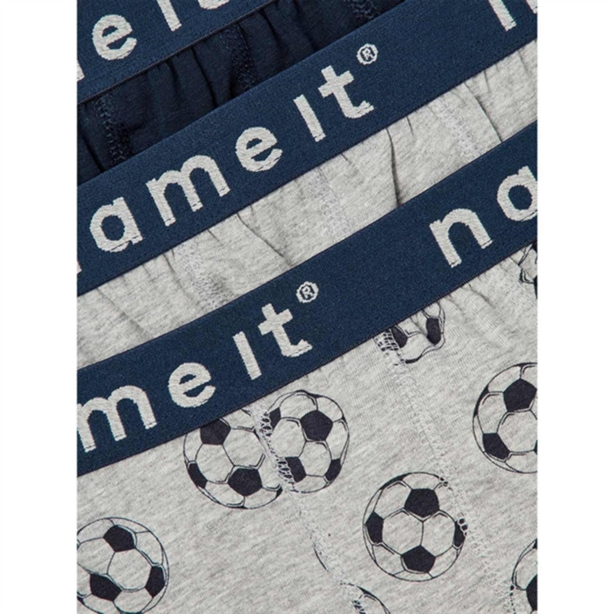 Name it Grey Melange Football Boxershorts 3-Pak Noos