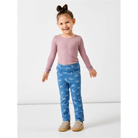 Name it Medium Blue Denim Butterfly Salli Slim Denim Leggings Noos 2