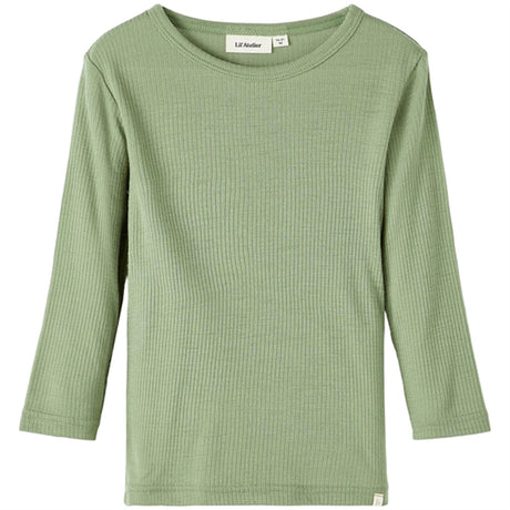 Lil'Atelier Oil Green Fable Slim Uld Bluse