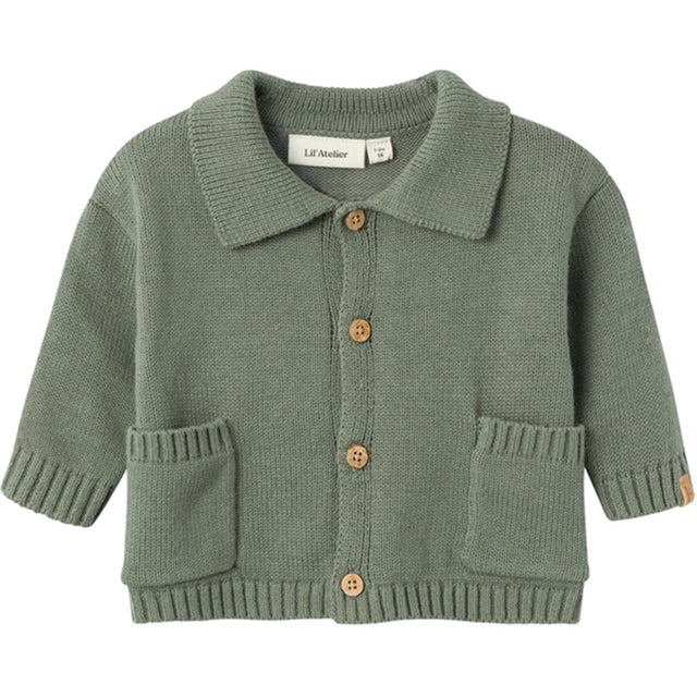 Lil'Atelier Agave Green Theo Loose Strik Cardigan