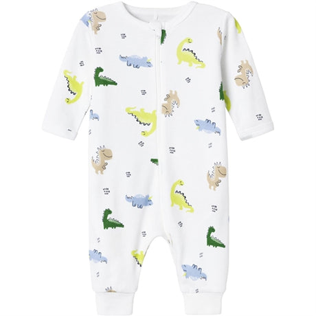 Name it Bright White Wild Lime Dino Natdragt med Lynlås Noos