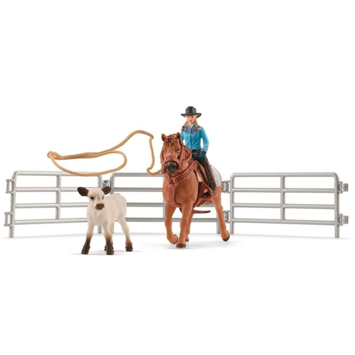 schleich® Farm World Cowgirl Team Roping Sjov