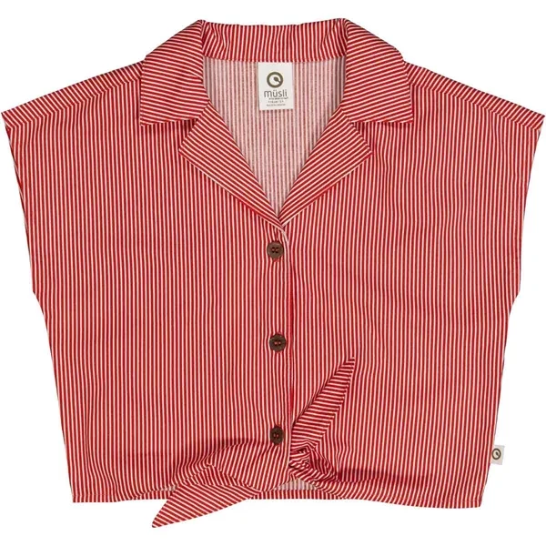 Müsli Balsam Cream/Apple Red Poplin Stripe Skjorte Top