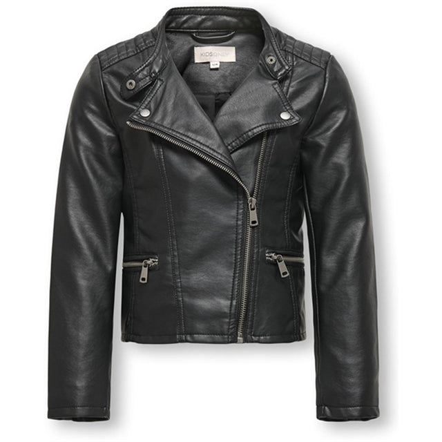 Kids ONLY Black Freya Faux Læder Biker Jakke Noos