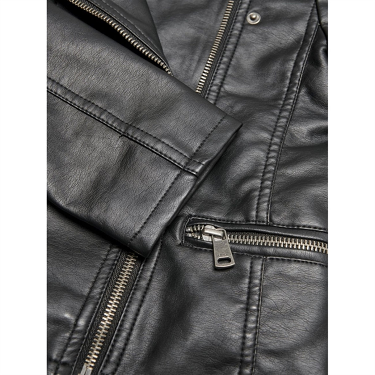 Kids ONLY Black Freya Faux Læder Biker Jakke Noos 3