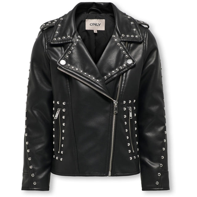 Kids ONLY Black Sia Studded Faux Læder Biker Jakke