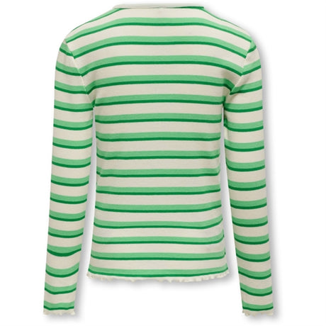 Kids ONLY Cloud Dancer Green Bee Stripes Evig Rib Bluse