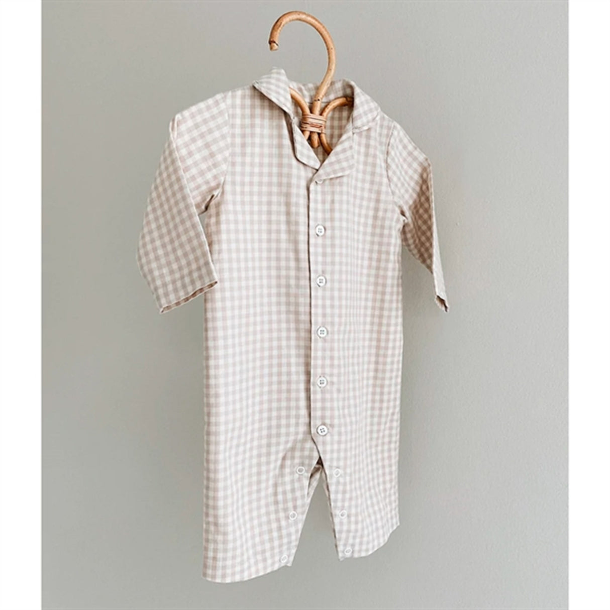 lalaby Beige Gingham Klassisk Natdragt