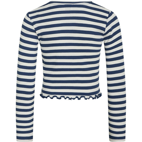 Mads Nørgaard 2x2 Cotton Stripe Tirina Bluse Estate Blue/Cloud Dancer 2