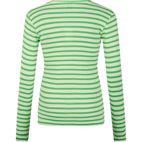 Mads Nørgaard 2x2 Cotton Stripe Talino Bluse Stripe/Poison Green 2