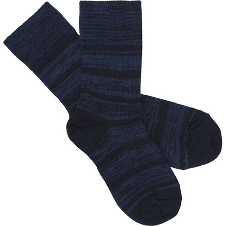 FUB 2-Pak Melange Striped Strømper Royal Blue/Dark Navy