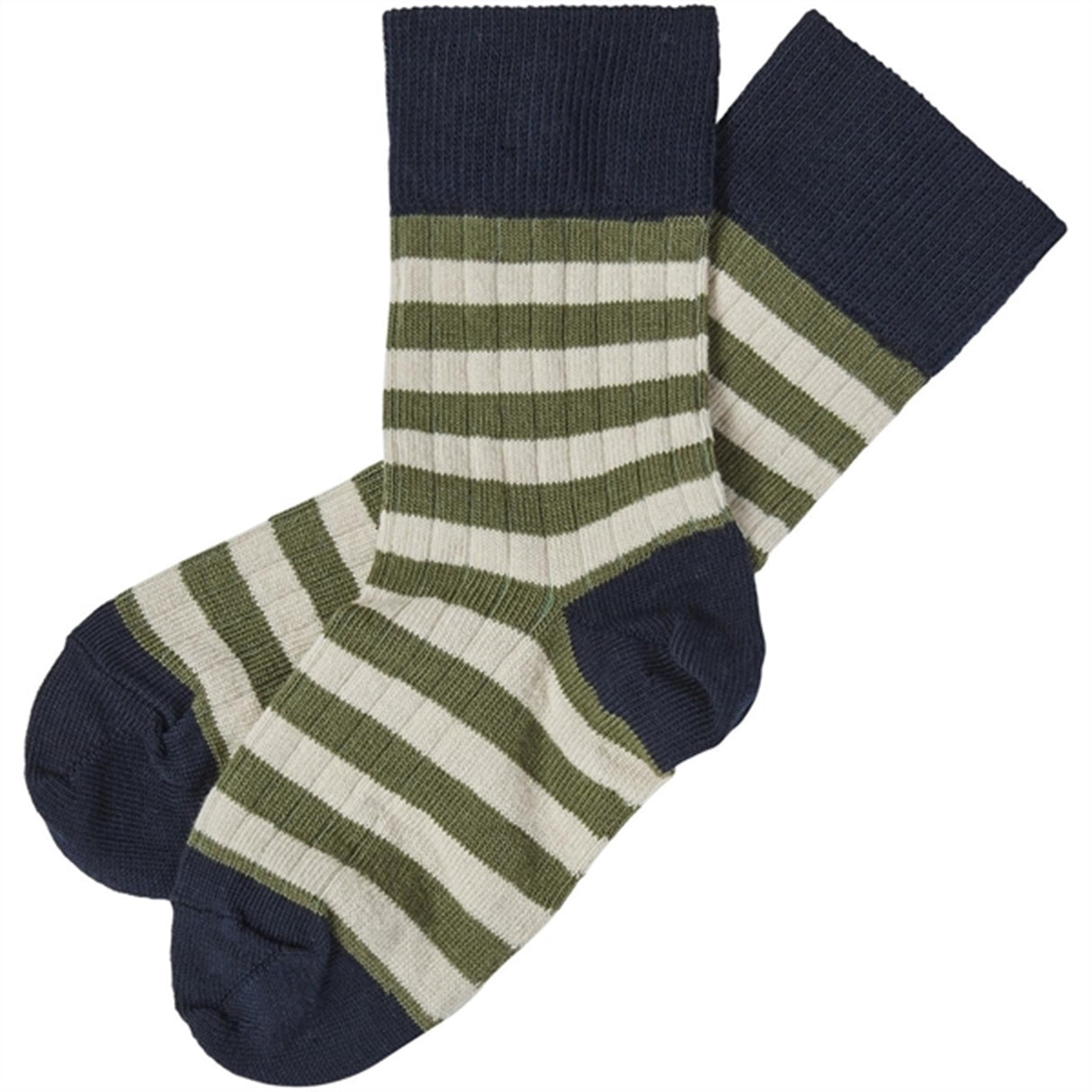 FUB Dark Navy/Olive 2-pak Classic Striped Strømper 2