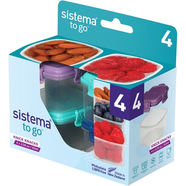 Sistema To Go Mini Knick Knack Opbevaringsbøtter 62 ml Mixed Pack 4-pak