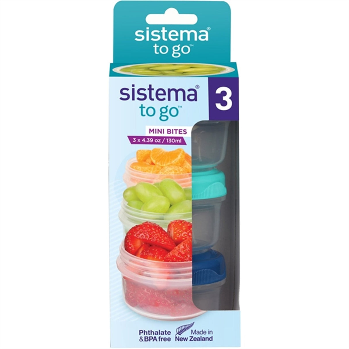 Sistema To Go Mini Bites Opbevaringsbøtter 130 ml Mixed Pack 3-pak