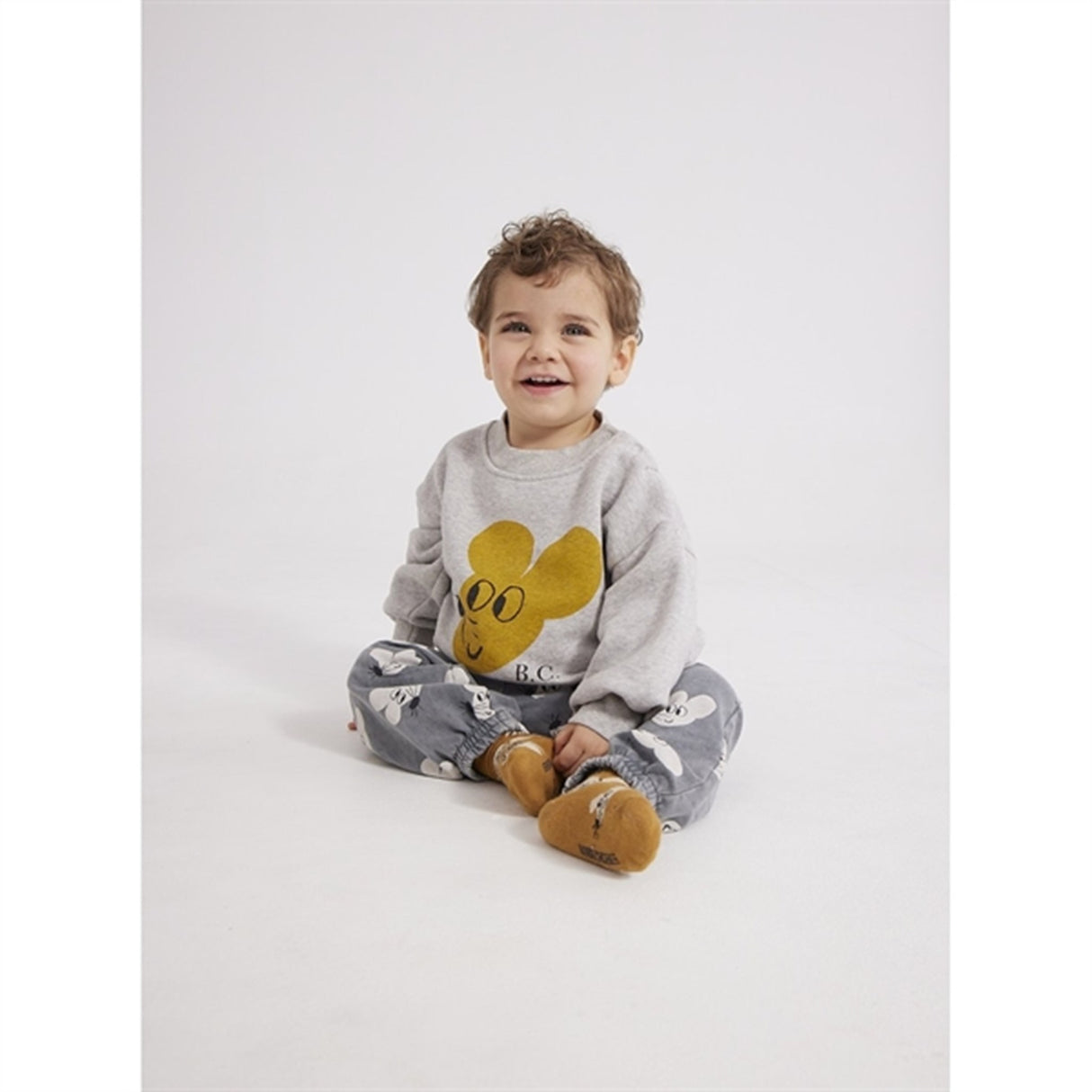 Bobo Choses Light Heather Grey Mouse Sweatshirt 3