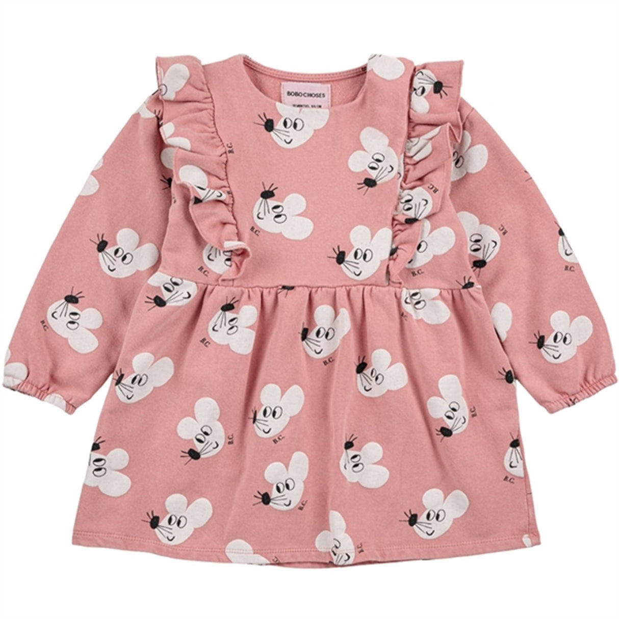 Bobo Choses Salmon Pink Mouse Kjole AOP