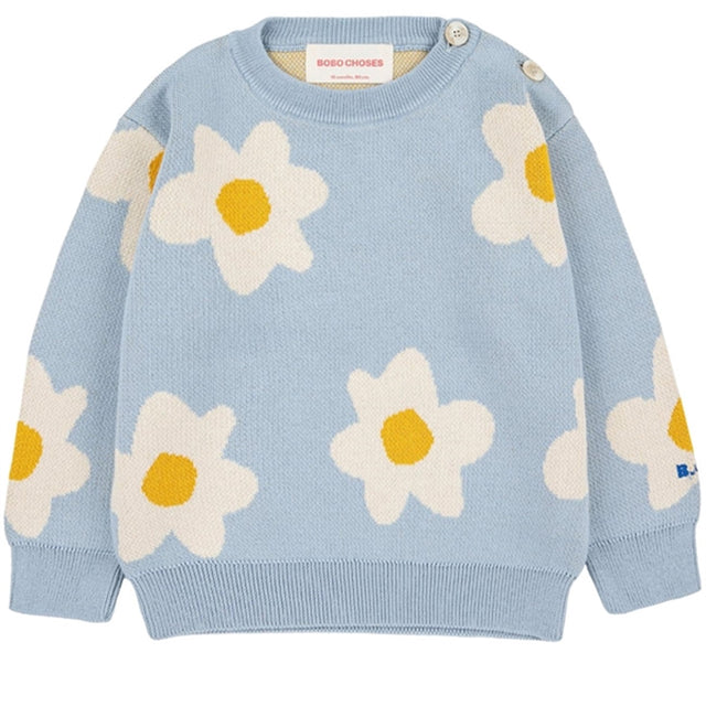 Bobo Choses Light Blue Big Flower Strik Bluse AOP