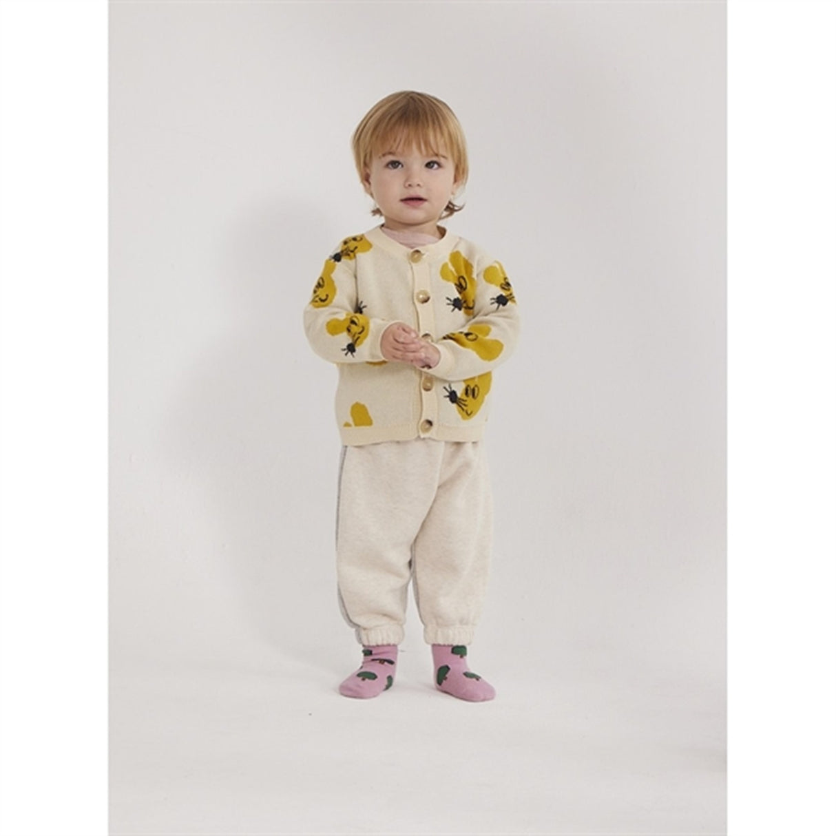 Bobo Choses Beige Mouse Cardigan AOP 2